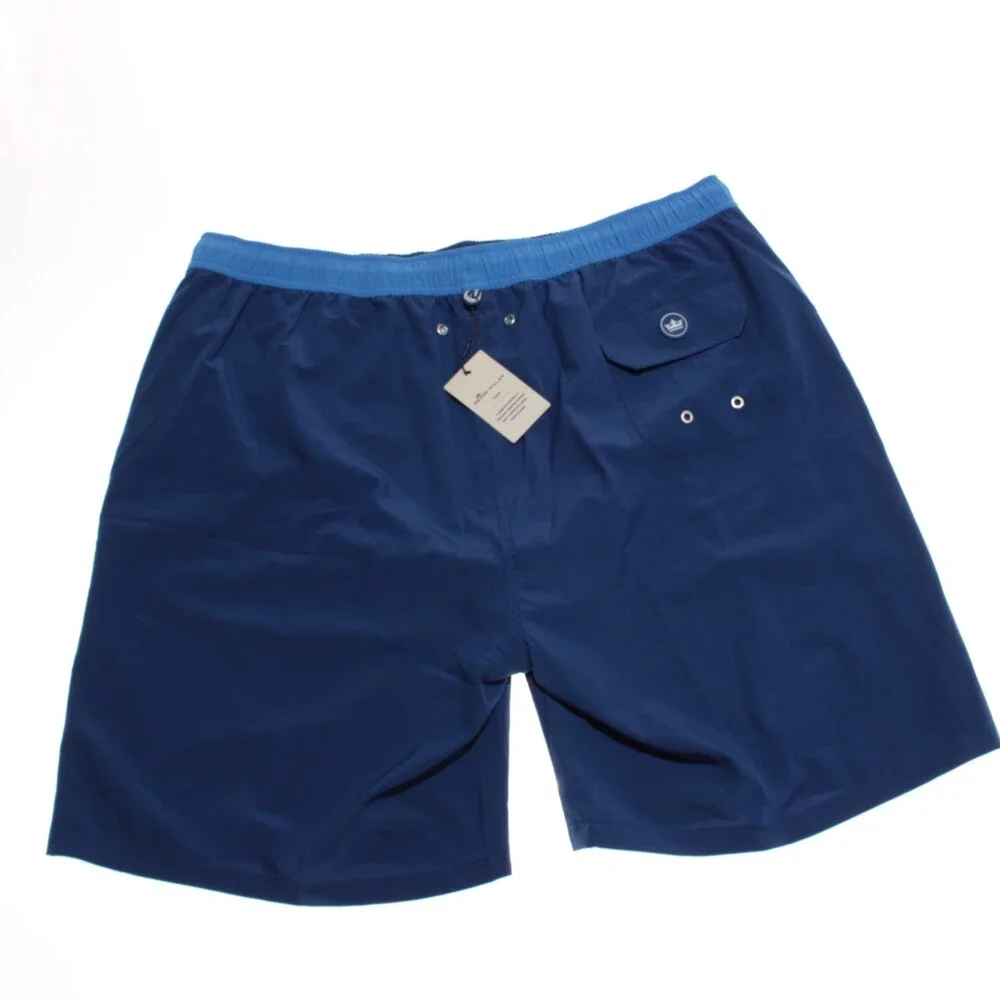 Peter Millar NWT Swimsuit Size XL US Seaside In Solid Blue Polyester Blend